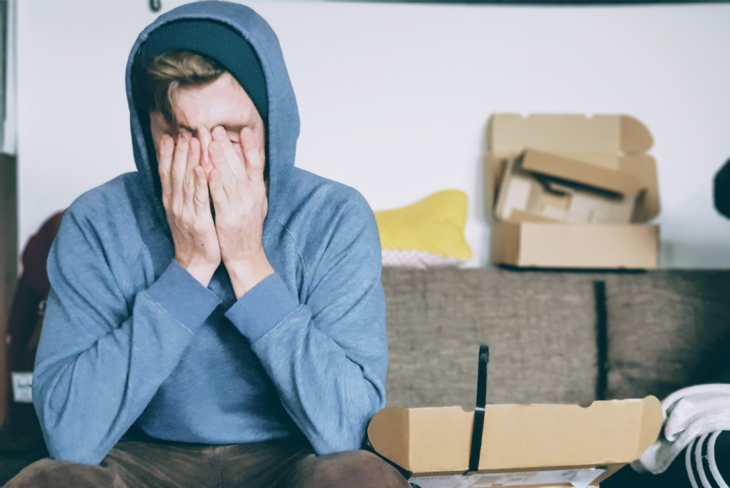 client hasn’t paid me Stressed man worried about debt
