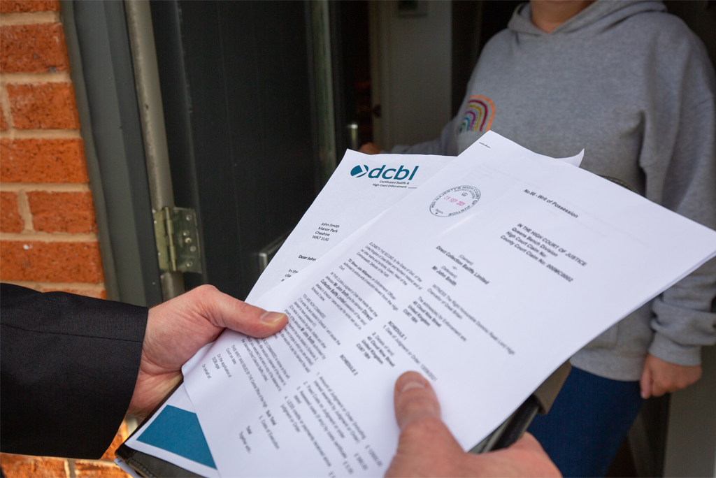 DCBL High Court Enforcement Agent during the process of debt collection